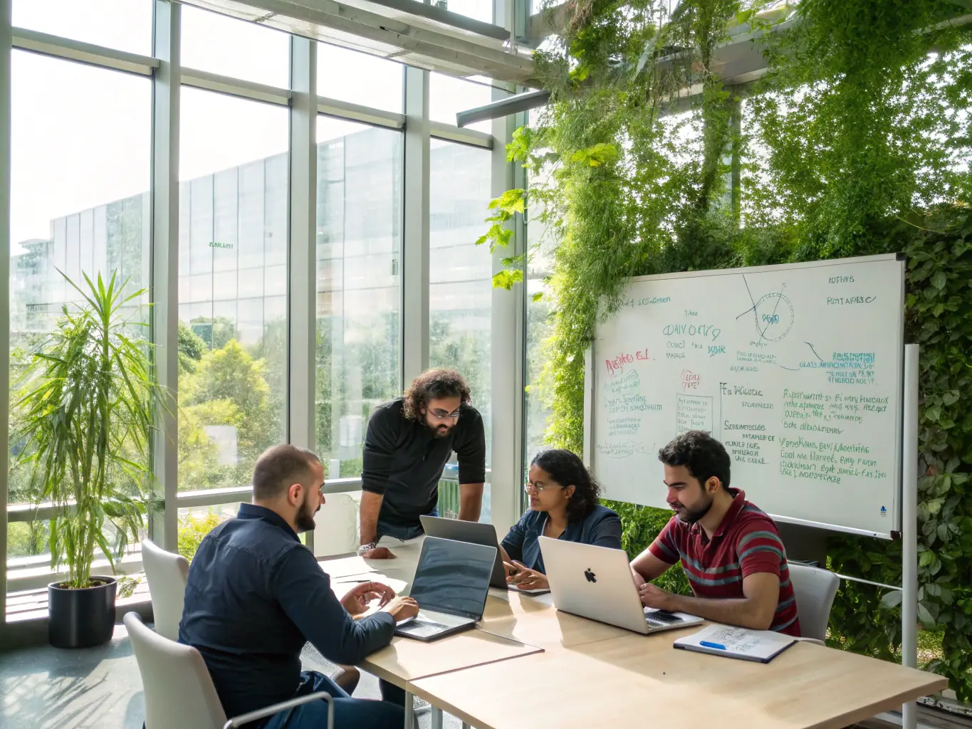 A diverse team of IT professionals collaborating in a modern office environment, symbolizing Xorbiz Technologies' commitment to providing top-tier talent.